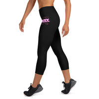 Women's Yoga Capri Leggings - Pink ILA Logo