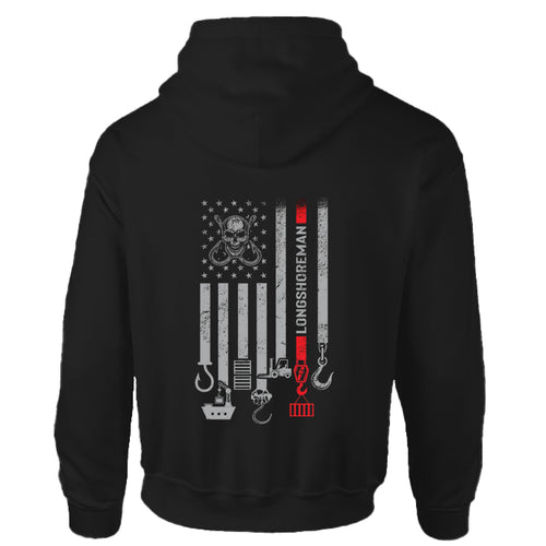 Longshoremen Skull and Hooks - Gildan Hoodie