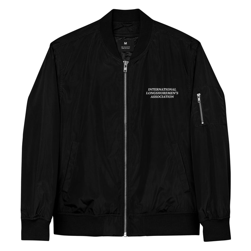 Embroidered "International Lonshoremen's Association" premium bomber jacket.