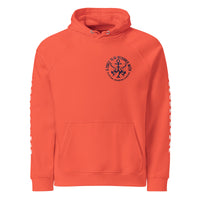 A Force To Be Reckoned With Safety Orange Hoodie with "Longshoreman" on the Sleeves